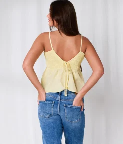 Tops | 33 Coastal Embroidered Two-Way Peplum Tank Top Yellow