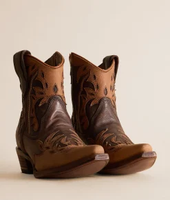 Circle G by Corral Embroidered Western Leather Ankle Boot Brown Clearance