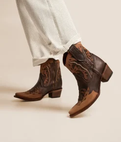 Circle G by Corral Embroidered Western Leather Ankle Boot Brown Clearance