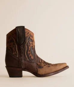 Circle G by Corral Embroidered Western Leather Ankle Boot Brown Clearance