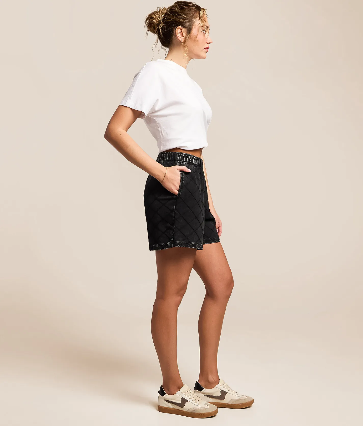Gilded Intent Embroidery Quilted Short Washed Black Outlet