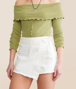 Free People Emmy Denim Wrap Skort Light Blue Clearance