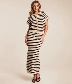 Bottoms | Z Supply Emori Striped Maxi Skirt Natural