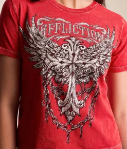 Tops | Affliction Empower T-Shirt Cranberry Lava Wash