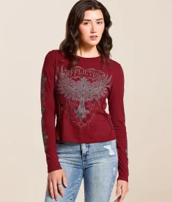 Tops | Affliction Empower T-Shirt Dirty Red Tea Stain