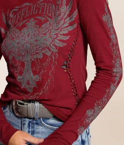 Tops | Affliction Empower T-Shirt Dirty Red Tea Stain