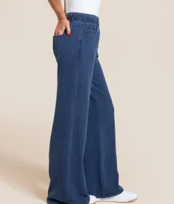 Z Supply Entourage Knit Denim Straight Pant Indigo New