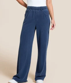 Z Supply Entourage Knit Denim Straight Pant Indigo New