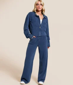 Z Supply Entourage Knit Denim Straight Pant Indigo New