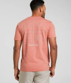 Maven Co-op Essential Boxed In Performance T-Shirt Terra Cotta Discount