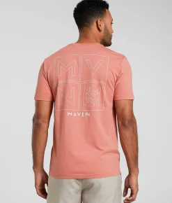 Tops|Activewear | Maven Co-op Essential Boxed In Performance T-Shirt Terra Cotta