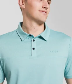 Maven Co-op Essential Course Performance Stretch Polo Aqua Haze New