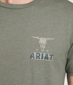 Tops | Ariat Established Patriot Stamper T-Shirt Olive Heather