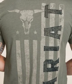 Ariat Established Patriot Stamper T-Shirt Olive Heather Outlet