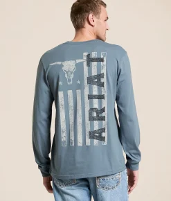 Ariat Established Patriot T-Shirt Light Denim Discount