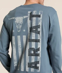 Ariat Established Patriot T-Shirt Light Denim Discount