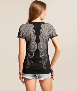Tops | Affliction Estellerly T-Shirt Black Reactive
