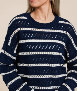 Z Supply Estero Striped Sweater Eclipse Hot