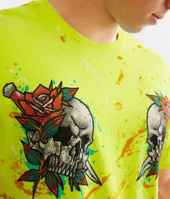 Graphic T-Shirts | Affliction Eternal Crypt T-Shirt Optic Neon Yellow Pigment