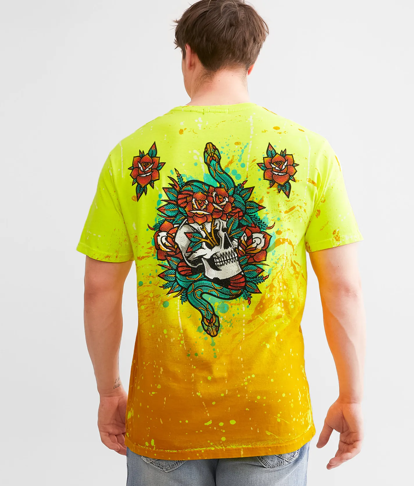 Graphic T-Shirts | Affliction Eternal Crypt T-Shirt Optic Neon Yellow Pigment