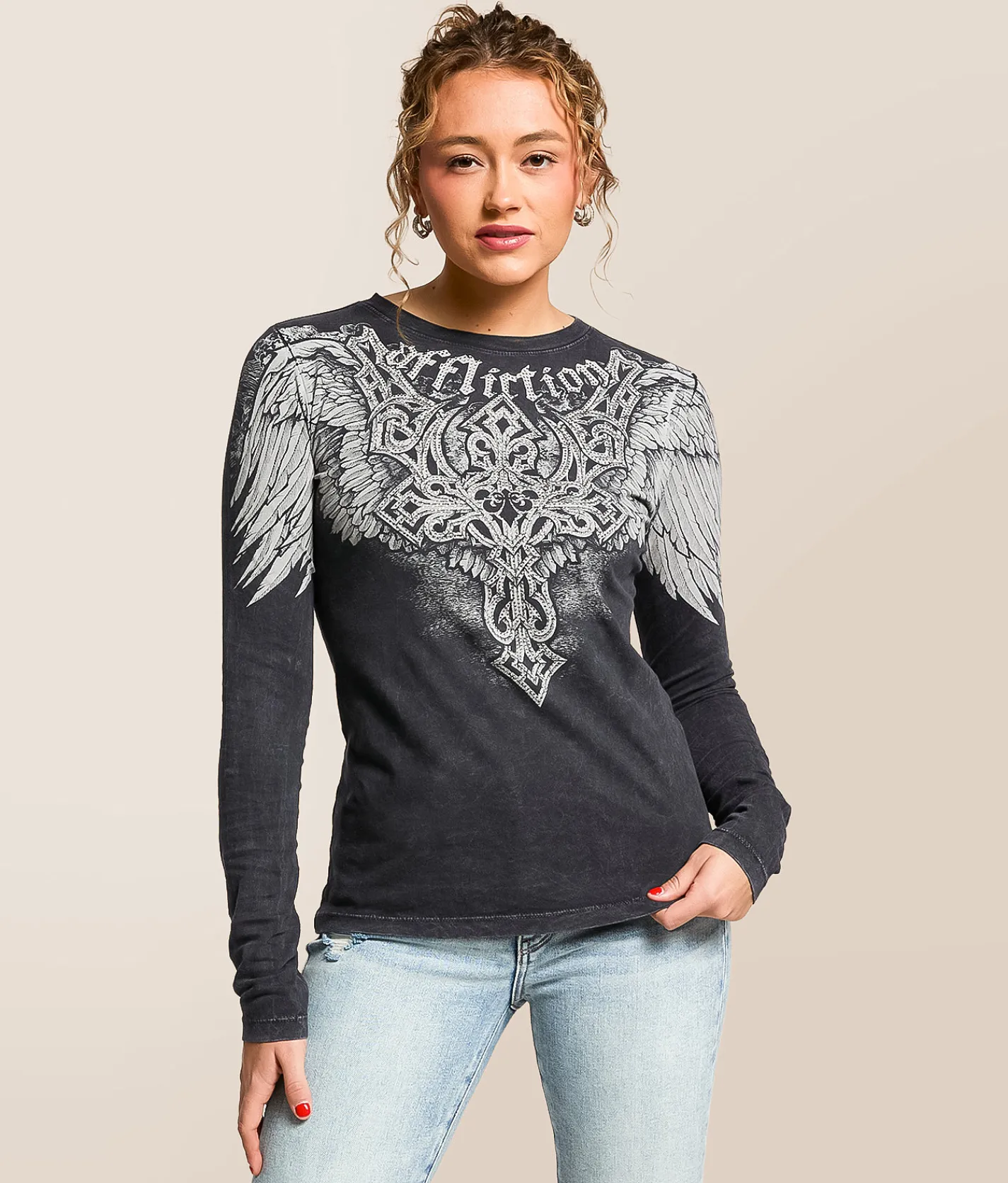 Tops | Affliction Eternal Throne T-Shirt Black Lava Wash