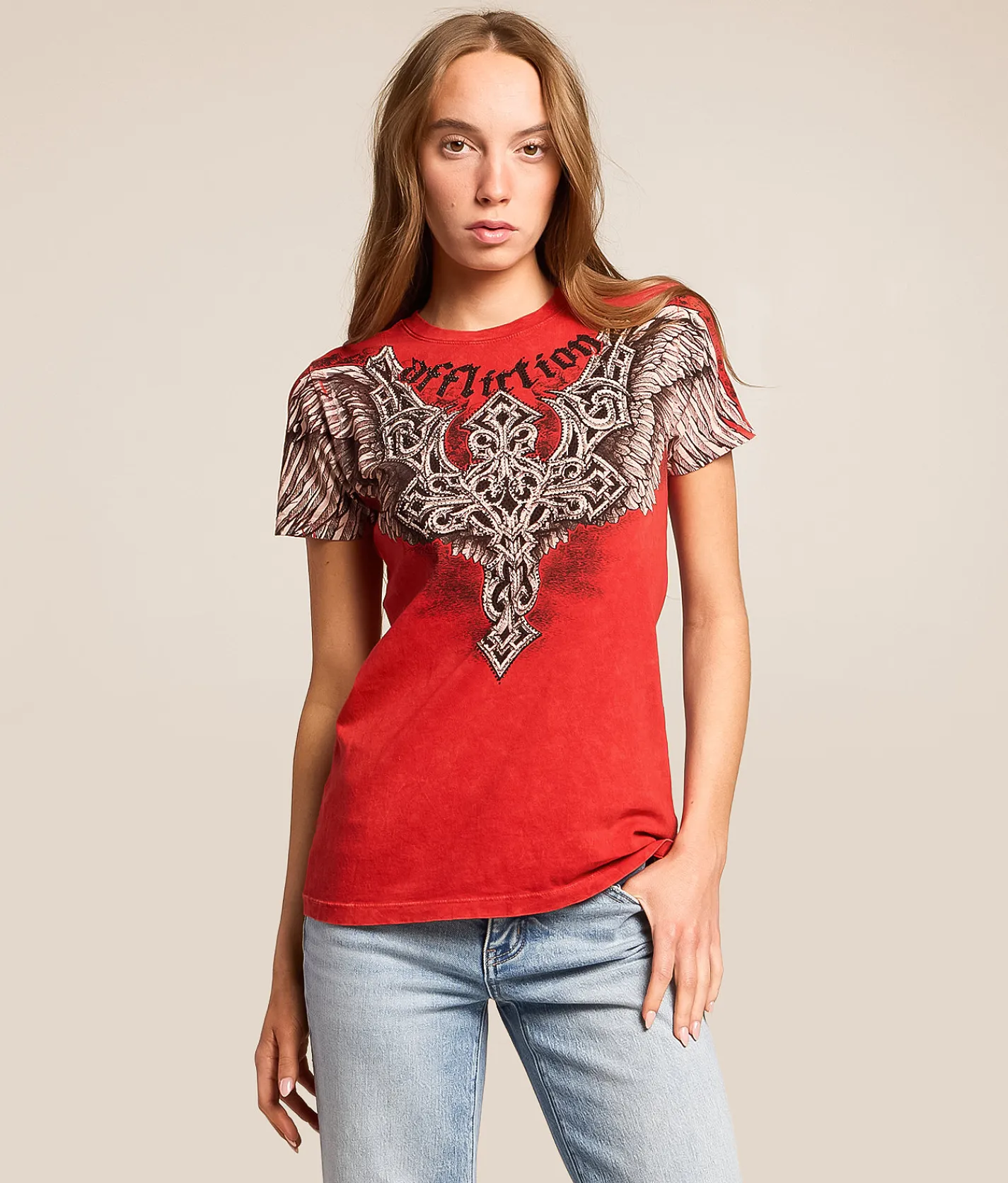 Tops | Affliction Eternal Throne T-Shirt Cherry Lava Wash