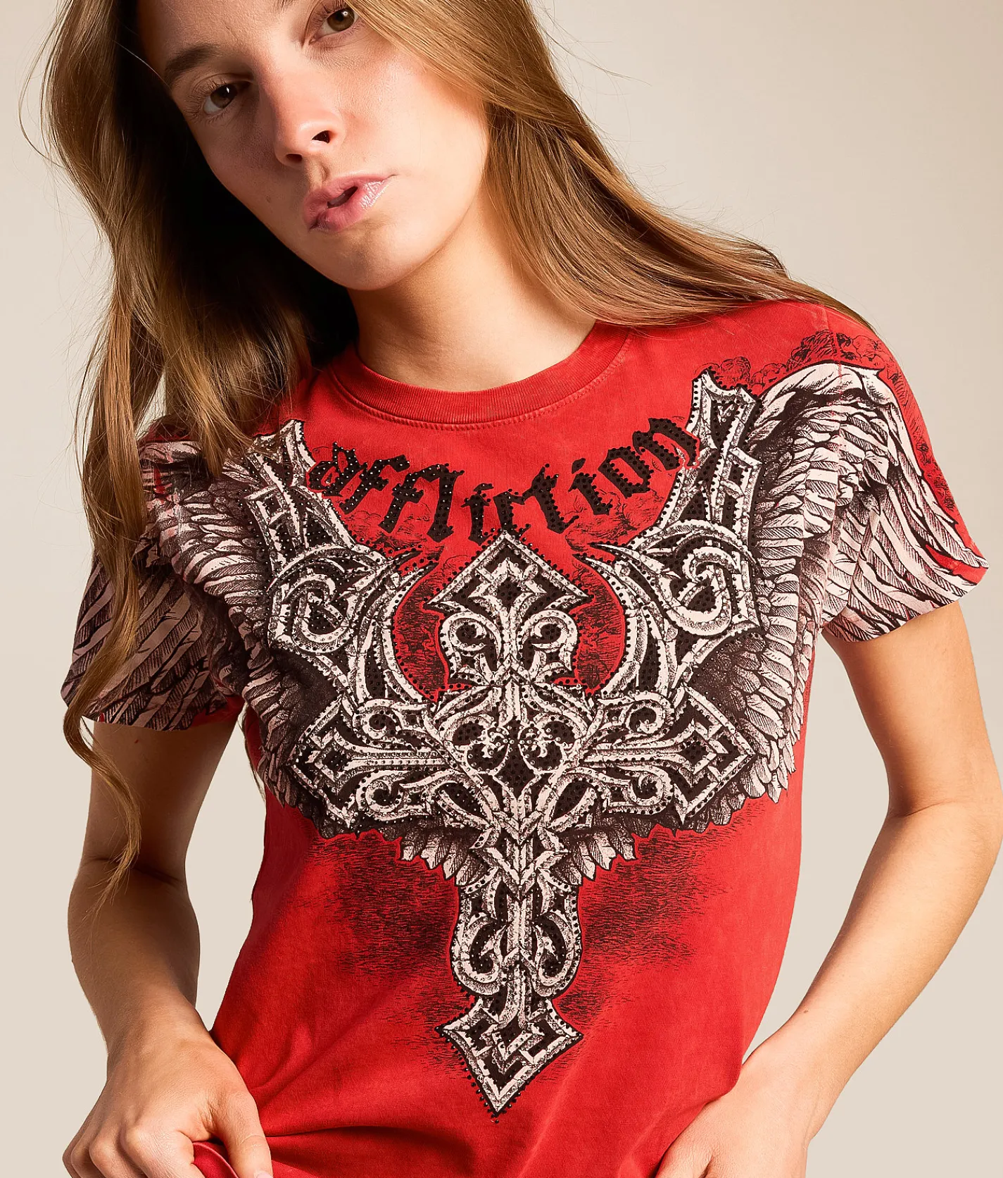 Tops | Affliction Eternal Throne T-Shirt Cherry Lava Wash