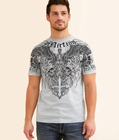 Graphic T-Shirts | Affliction Ethereal Burial T-Shirt Silver Lava Wash