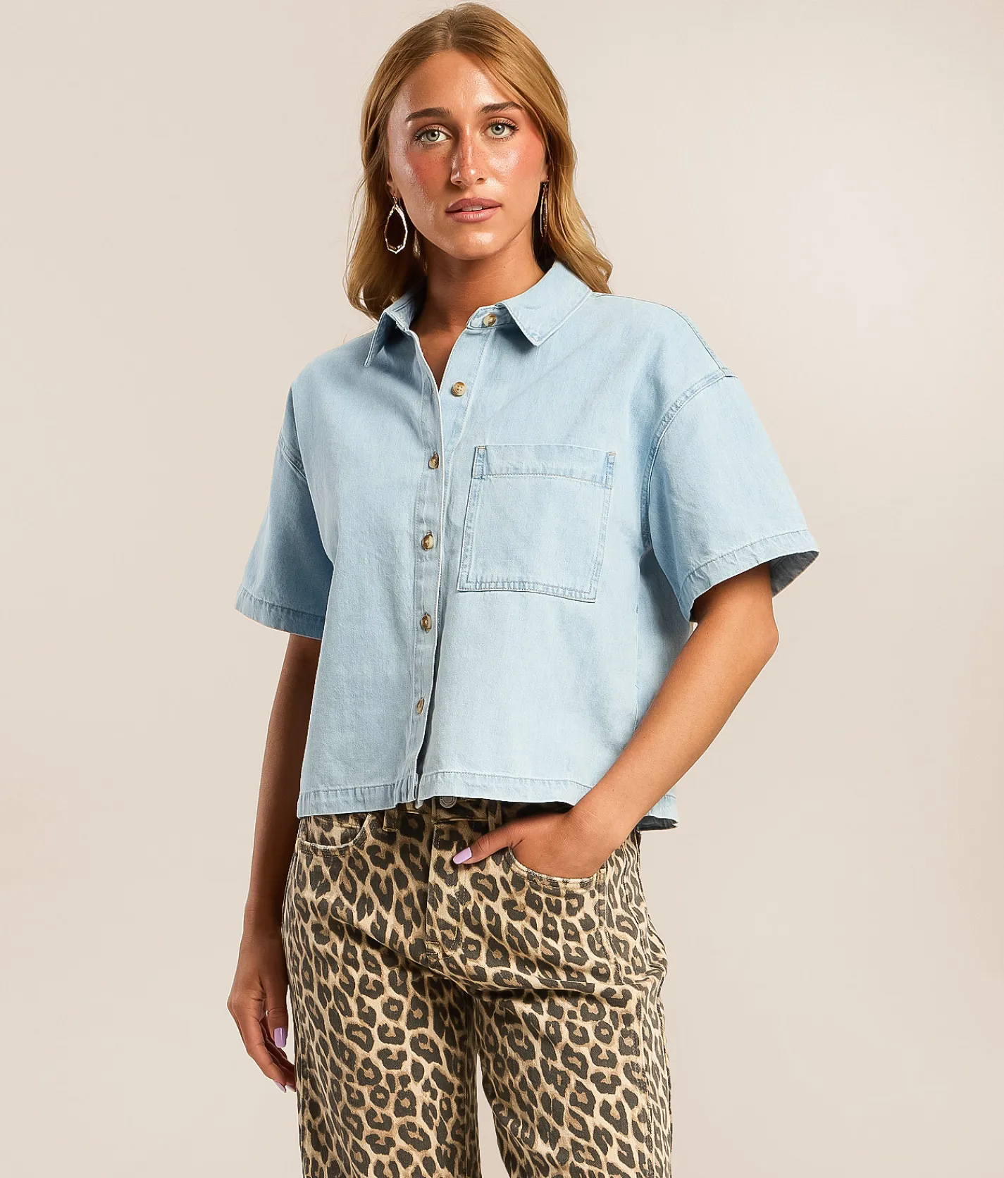 Z Supply Everyday Denim Shirt Coastal Water Sale