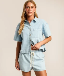 Z Supply Everyday Denim Shirt Coastal Water Sale