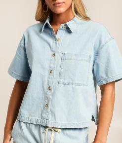Z Supply Everyday Denim Shirt Coastal Water Sale