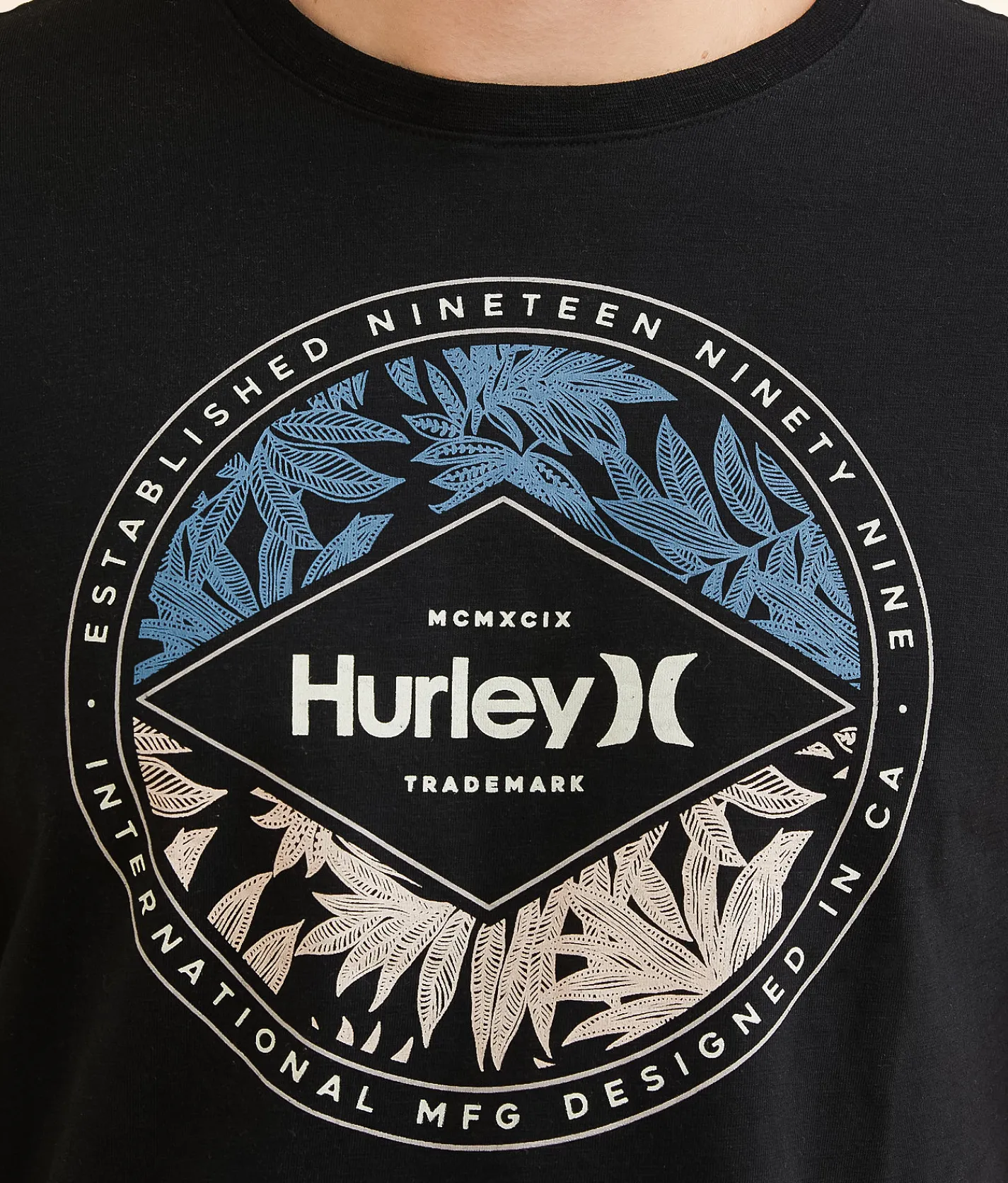 Hurley Everyday Leafy Split T-Shirt Black Hot