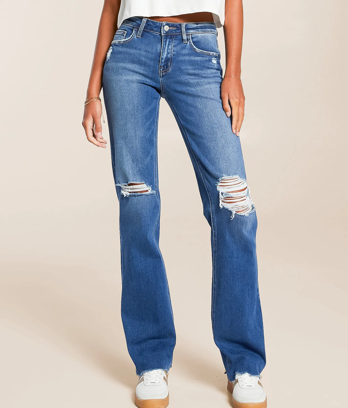 VERVET by Flying Monkey Evie Mid-Rise Classic Straight Jean Blue Stream Sale