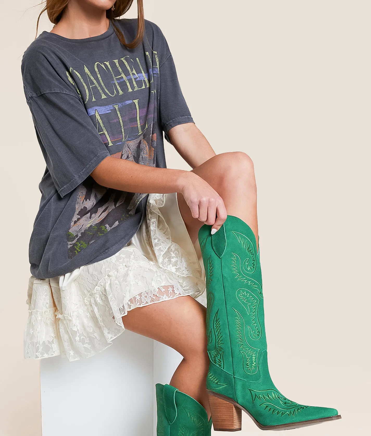Dingo Evita Leather Western Boot White Discount
