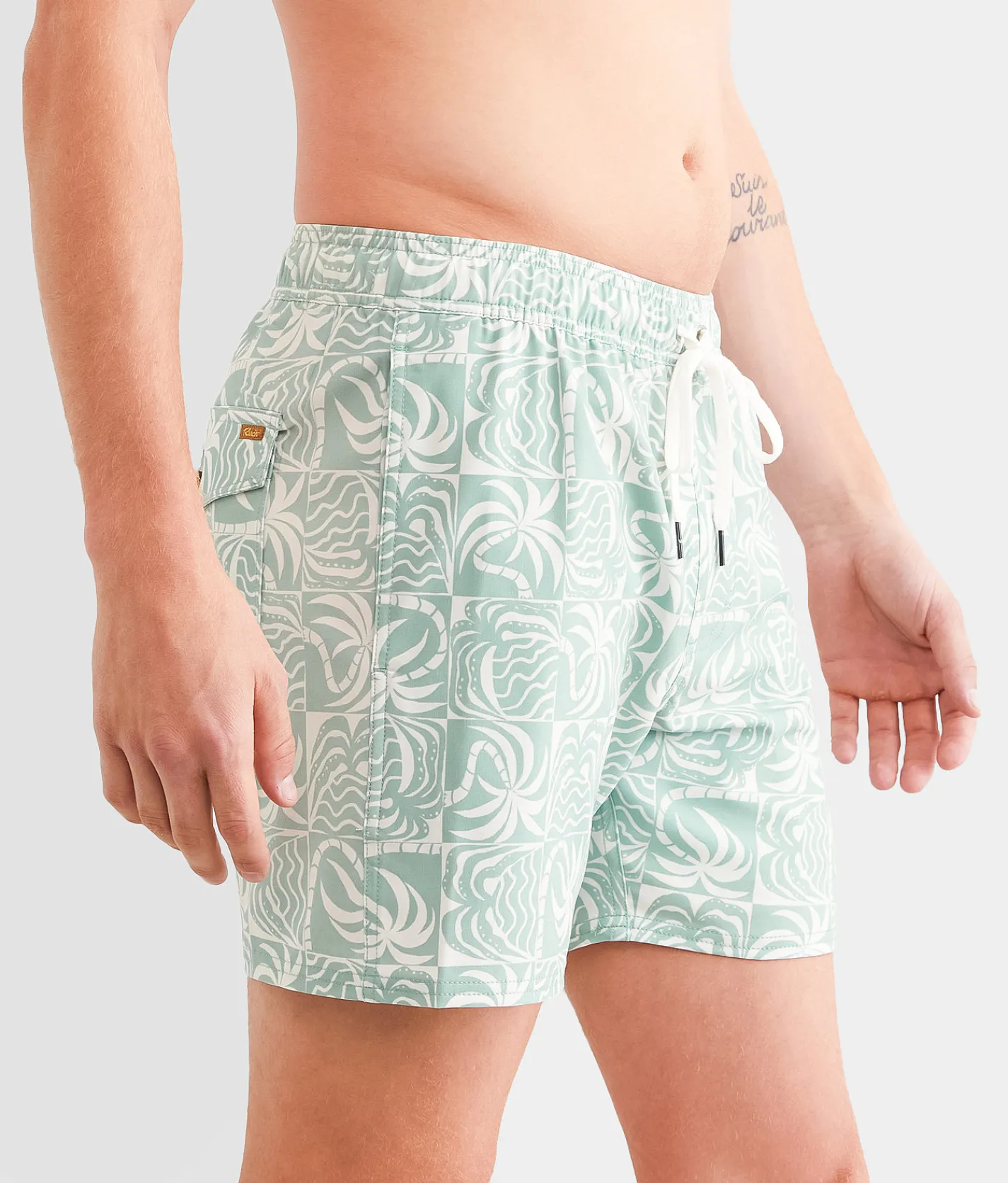 Bottoms|Swimwear | RVCA Exotica Stretch Swim Trunks Granite Green