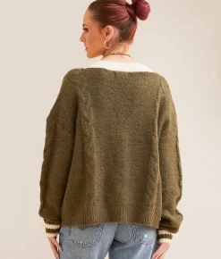 Tops | Gilded Intent Eyelash Cardigan Sweater Dark Olive