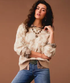 Gimmicks Eyelash Floral Sweater Cream Multi Clearance
