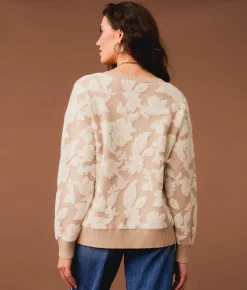 Gimmicks Eyelash Floral Sweater Cream Multi Clearance