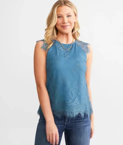 Daytrip Eyelash Lace A-Line Top Teal Green Online