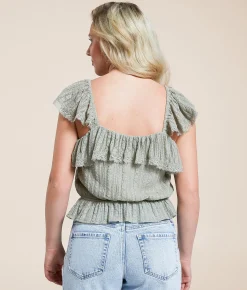 Tops | Willow & Root Eyelash Lace Flutter Tank Top Seagrass