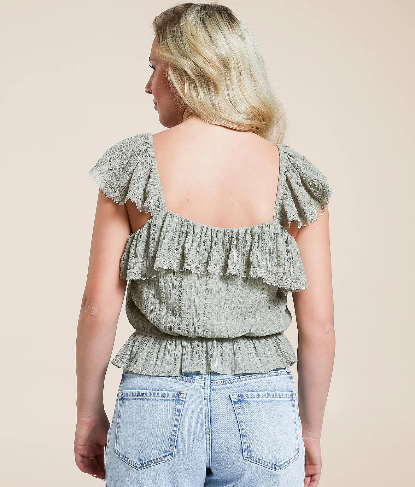 Tops | Willow & Root Eyelash Lace Flutter Tank Top Seagrass