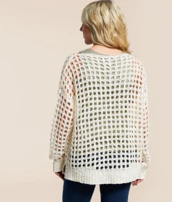 BKE Eyelash Pointelle Sweater Beige Hot