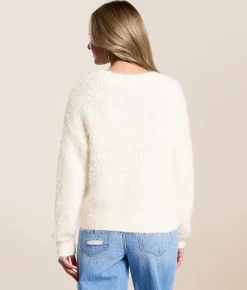 Tops | Willow & Root Eyelash Sequin Sweater White