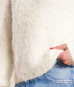 Tops | Willow & Root Eyelash Sequin Sweater White