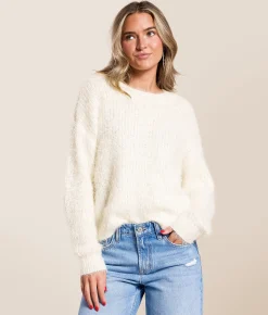Tops | Willow & Root Eyelash Sequin Sweater White