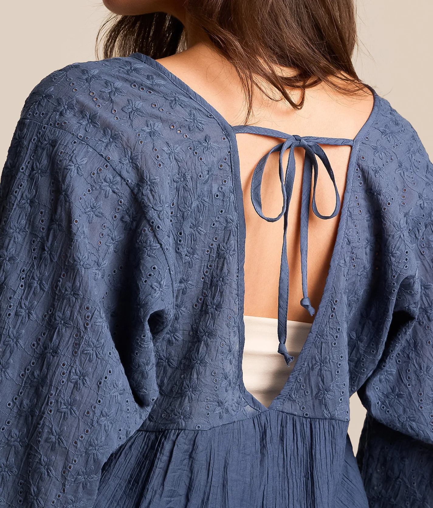 Daytrip Eyelet Crinkle Top Navy