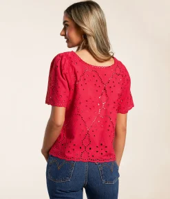 Tops | Willow & Root Eyelet Top Red