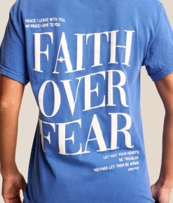 Tops | Modish Rebel Faith Over Fear T-Shirt Regatta Blue