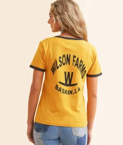 Wrangler® x Lainey Wilson Farms Ringer T-Shirt Nugget Gold Discount