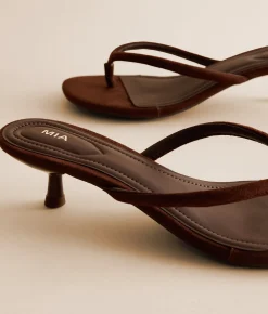 Mia Farren Kitten Heel Sandal Chocolate Sale